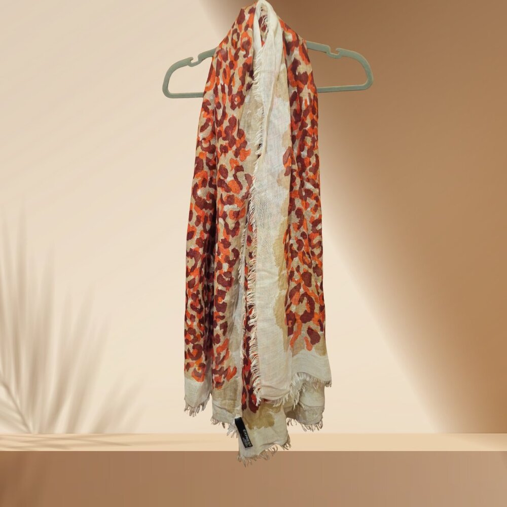 Express Leopard Print Oblong Scarf | Orange & Cream | One Size